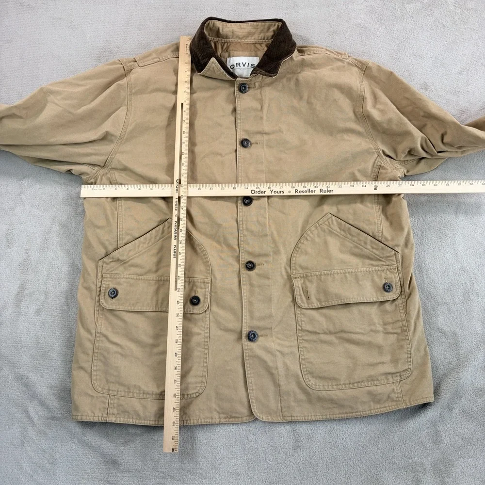 Orvis Quilt Lined Field Corduroy Collar Barn Chore Jacket in Beige Men 2XL Hunt